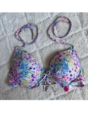 Victoria's Secret | Multi Floral Ruffle Bikini Top | Size 34C